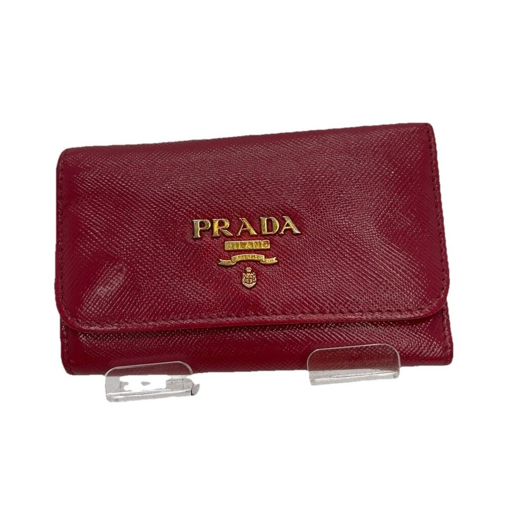 PRADA Logo Saffiano Leather 6 Ring Key Case Pink  /40